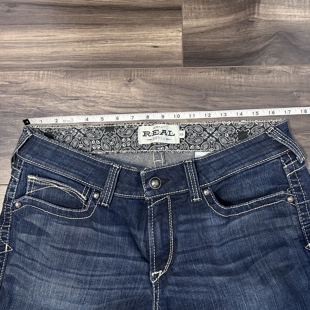 Ariat Real Denim Jeans Bootcut Flare Mid Rise Western Embroidered Women's 32R - Picture 9 of 9